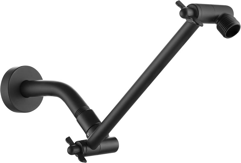 Pichrain Shower Extension Arm for Rain Showerheads, Angle & Height Adjustable, Universal Connector, Easy to Install - Matte Black, 10 Inch - Image 1